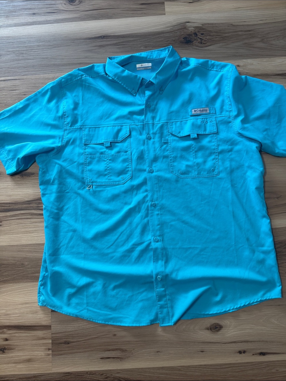 Columbia Men's Short Sleeve Button-Down Shirt - Aqua Blue